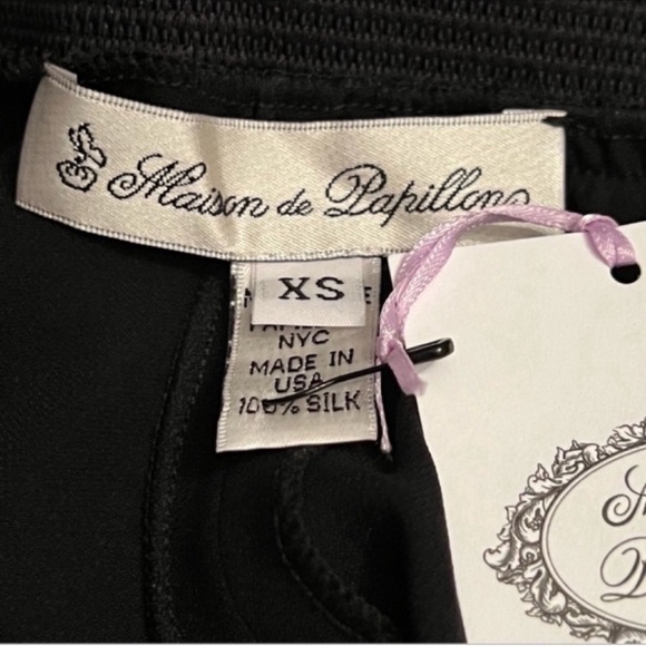 NEW Maison de Papillon Heather Hi-Waist Wide Leg Silk Georgette Pant SZ XS Noir - Picture 6 of 12